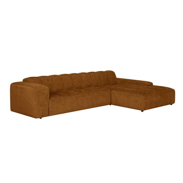 by fonQ Plume 4-zits Hoekbank met Chaise Longue XL Rechts - Chenille - Terra
