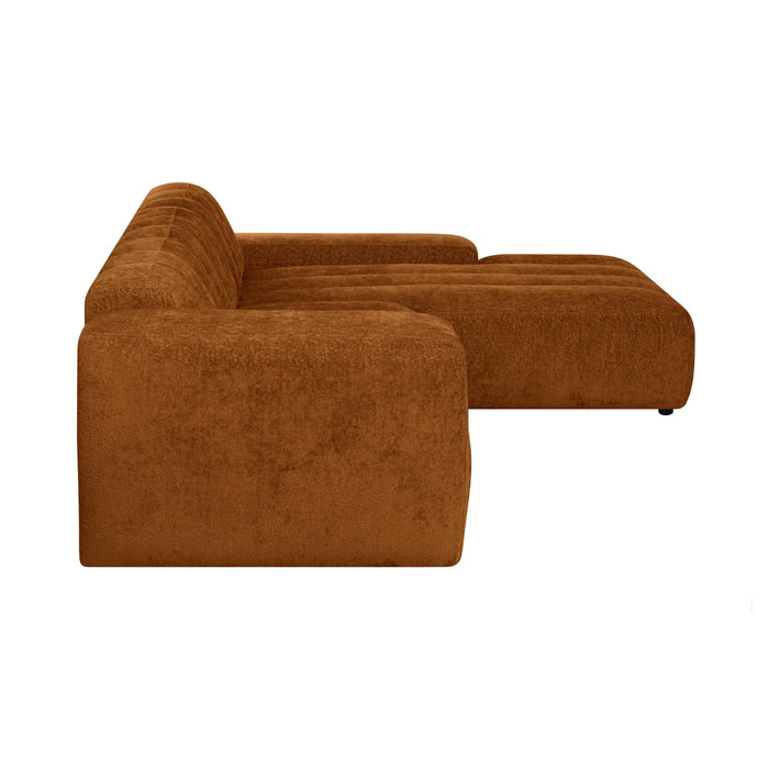 by fonQ Plume 4-zits Hoekbank met Chaise Longue XL Rechts - Chenille - Terra