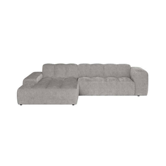by fonQ Plume 3-zits Hoekbank met Chaise Longue XL Links - Chenille - Grijs