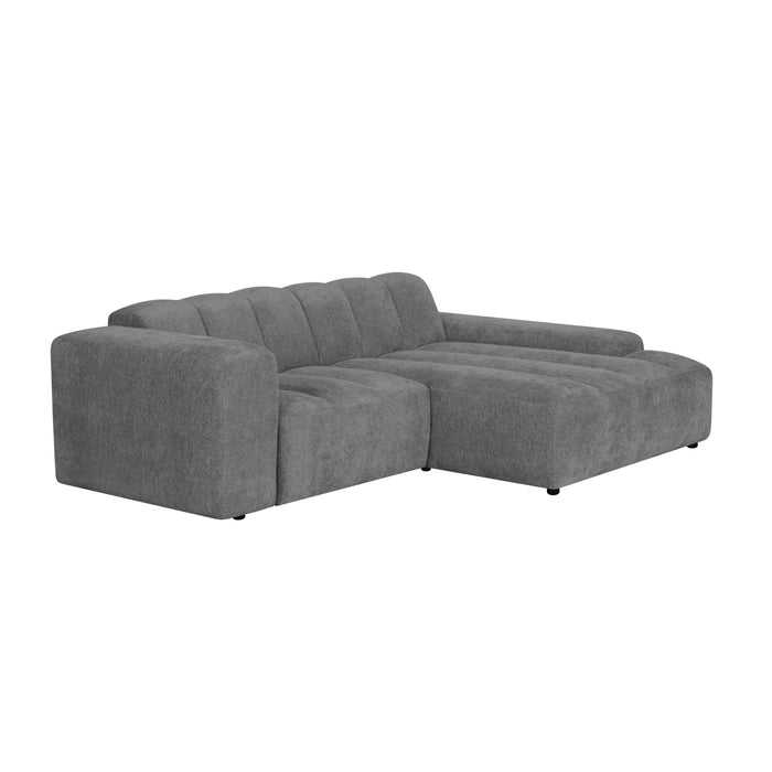 by fonQ Plume 2,5-zits Hoekbank met Chaise Longue Rechts - Chenille - Antraciet