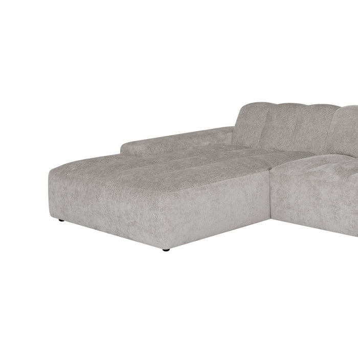 by fonQ Plume 3-zits Hoekbank met Chaise Longue XL Links - Chenille - Grijs