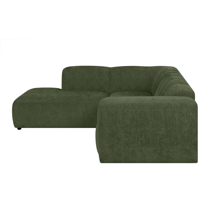 by fonQ Plume 2,5-zits Hoekbank Links - Chenille - Groen