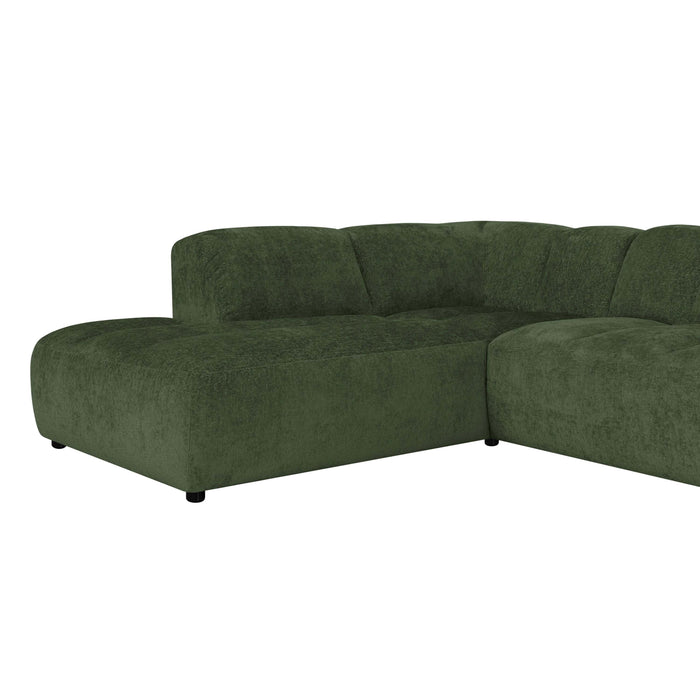 by fonQ Plume 2,5-zits Hoekbank Links - Chenille - Groen