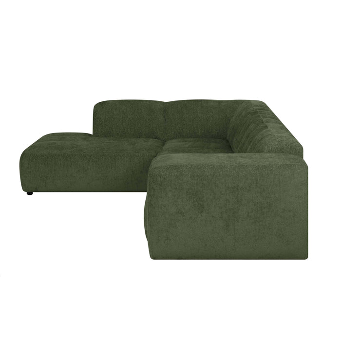 by fonQ Plume 3-zits Hoekbank Links - Chenille - Groen