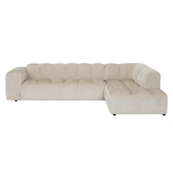 by fonQ Plume 3-zits Hoekbank Rechts - Chenille - Beige