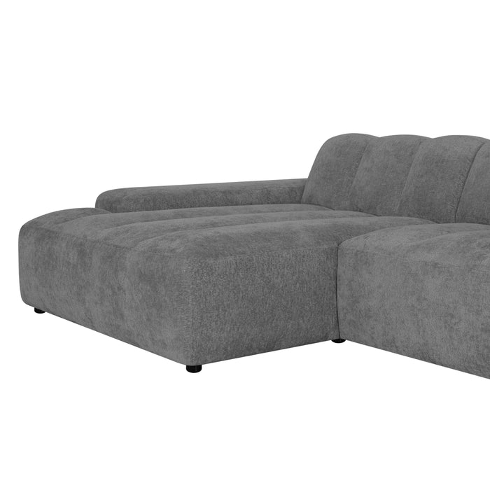 by fonQ Plume 4-zits Hoekbank met Chaise Longue XL Links - Chenille - Antraciet