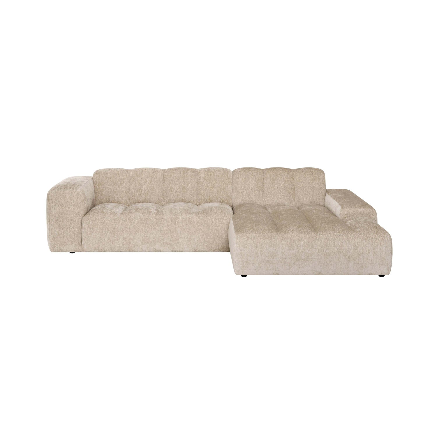 by fonQ Plume 3-zits Hoekbank met Chaise Longue XL Rechts - Chenille - Beige