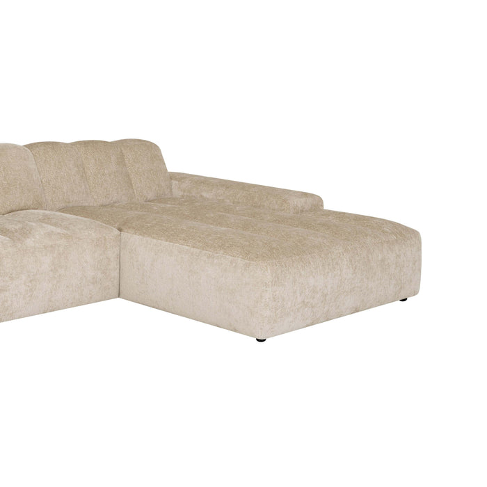 by fonQ Plume 3-zits Hoekbank met Chaise Longue XL Rechts - Chenille - Beige