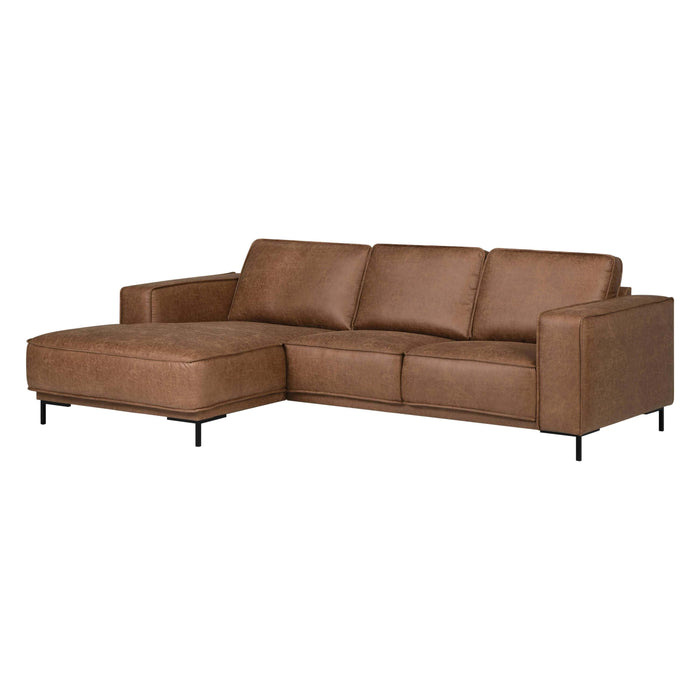 by fonQ Dune Hoekbank met Chaise Longue - Links - Kunstleer - Cognac