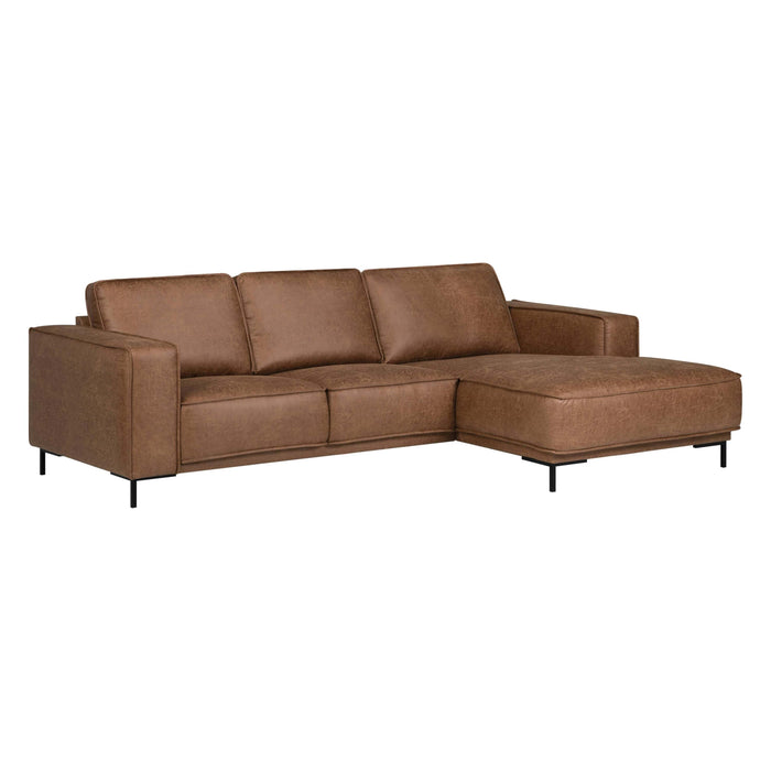 by fonQ Dune Hoekbank met Chaise Longue - Rechts - Kunstleer - Cognac