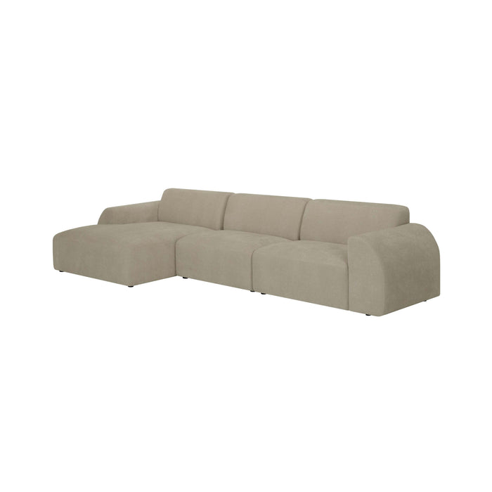 by fonQ Bink 3-zits Hoekbank met Chaise Longue Links - Bouclé - Beige