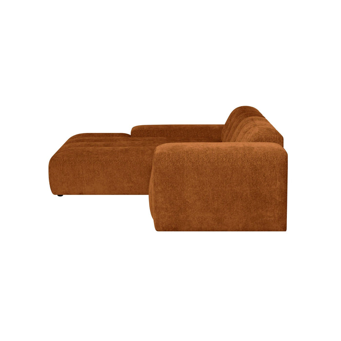 by fonQ Plume 2,5-zits Hoekbank met Chaise Longue XL Links - Chenille - Terra