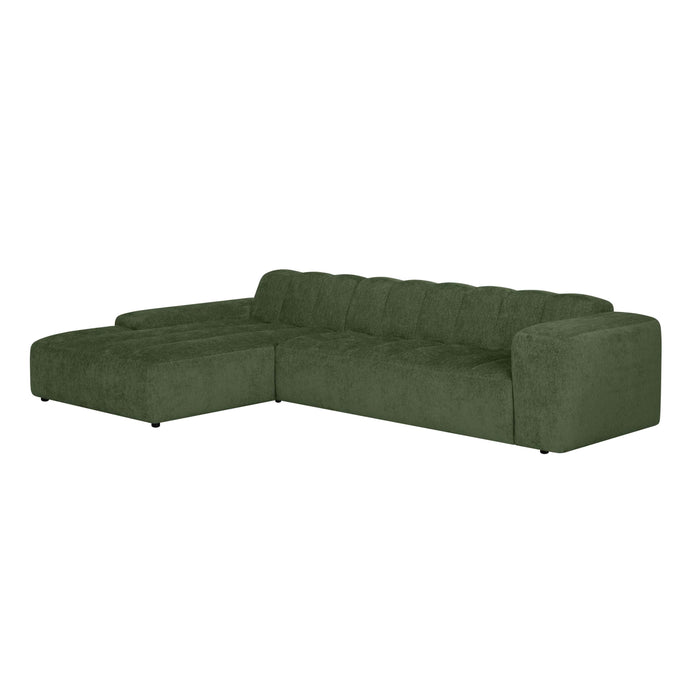 by fonQ Plume 4-zits Hoekbank met Chaise Longue XL Links - Chenille - Groen