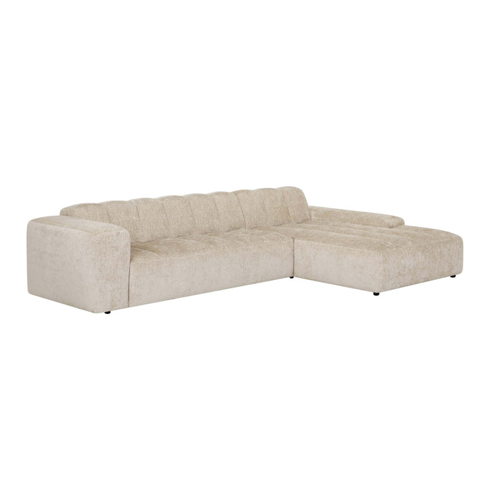 by fonQ Plume 4-zits Hoekbank met Chaise Longue XL Rechts - Chenille - Beige