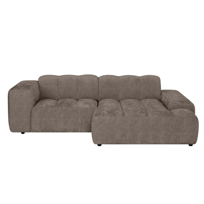 by fonQ Plume 2,5-zits Hoekbank met Chaise Longue Rechts - Chenille - Mocca