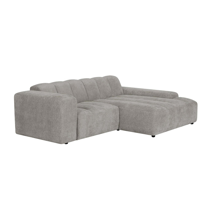 by fonQ Plume 2,5-zits Hoekbank met Chaise Longue Rechts - Chenille - Grijs