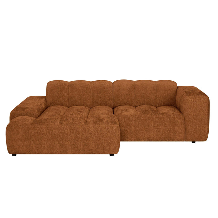 by fonQ Plume 2,5-zits Hoekbank met Chaise Longue Links - Chenille - Terra