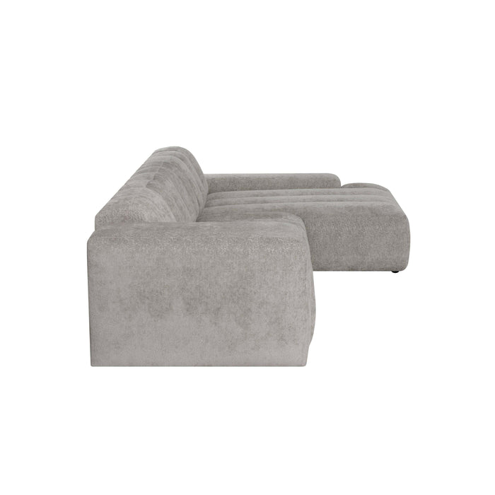 by fonQ Plume 4-zits Hoekbank met Chaise Longue Rechts - Chenille - Grijs