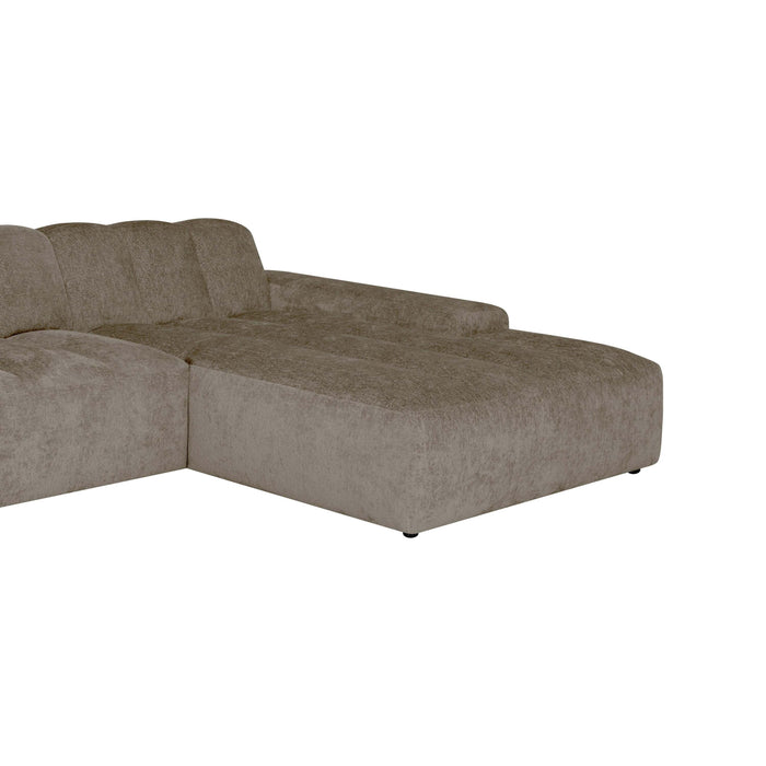 by fonQ Plume 2,5-zits Hoekbank met Chaise Longue XL Rechts - Chenille - Mocca