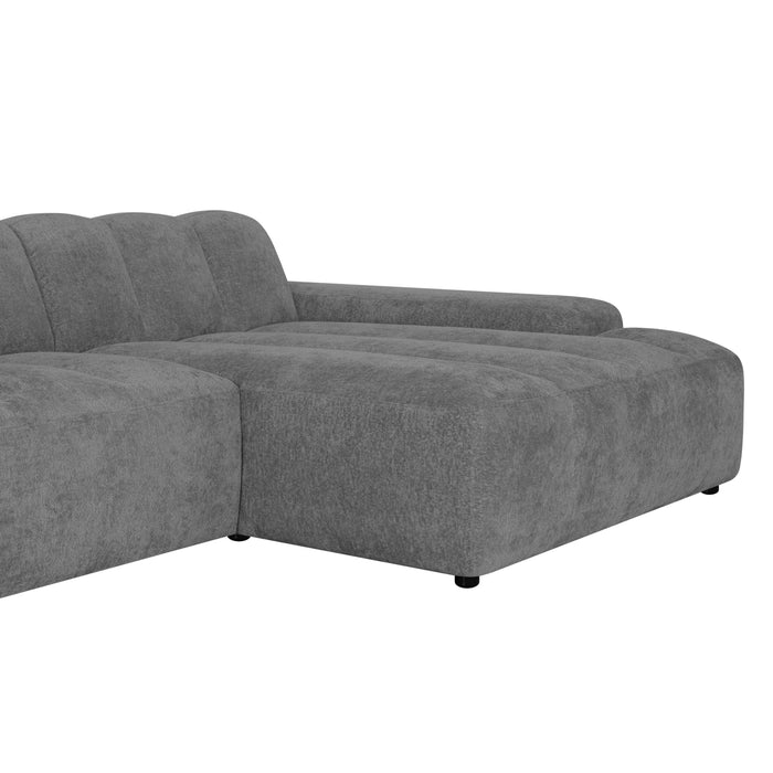 by fonQ Plume 4-zits Hoekbank met Chaise Longue Rechts - Chenille - Antraciet