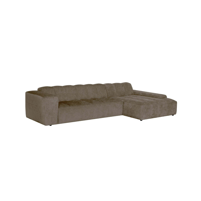 by fonQ Plume 4-zits Hoekbank met Chaise Longue Rechts - Chenille - Mocca