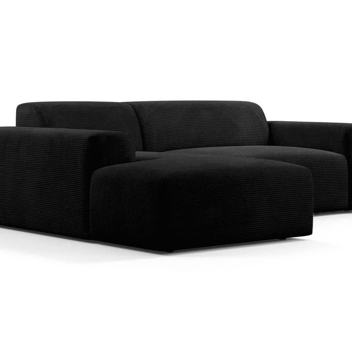 NADUVI Collection Nina Hoekbank Links - Ribstof - Zwart