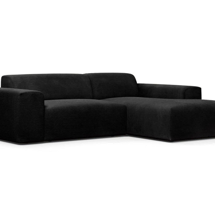 NADUVI Collection Nina Hoekbank Rechts - Ribstof - Zwart