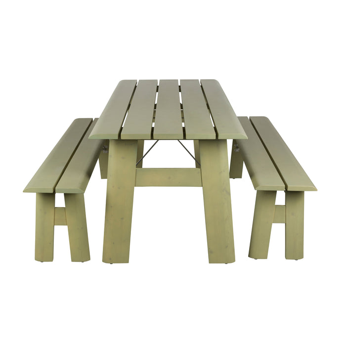 Zuiver Avenue Picknicktafel met 2 banken Hout Groen