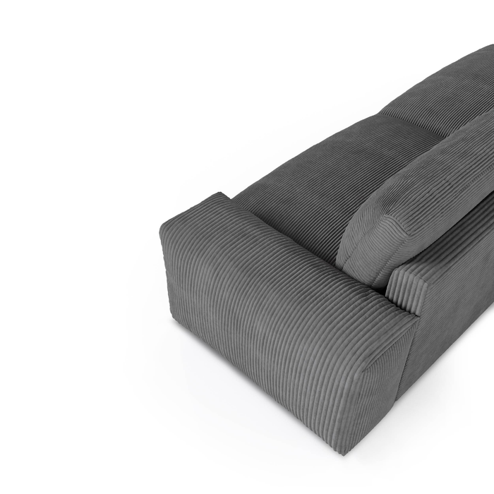 3-zitsbank in zacht aanvoelend crèmekleurig corduroy, 220 cm