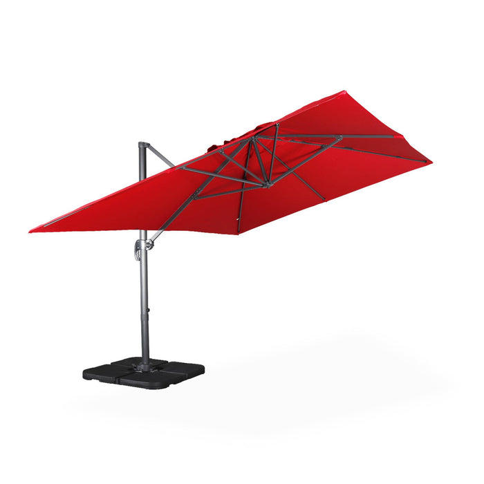 sweeek - Rechthoekige parasol 3x4m + verzwaarde tegels 50x50cm