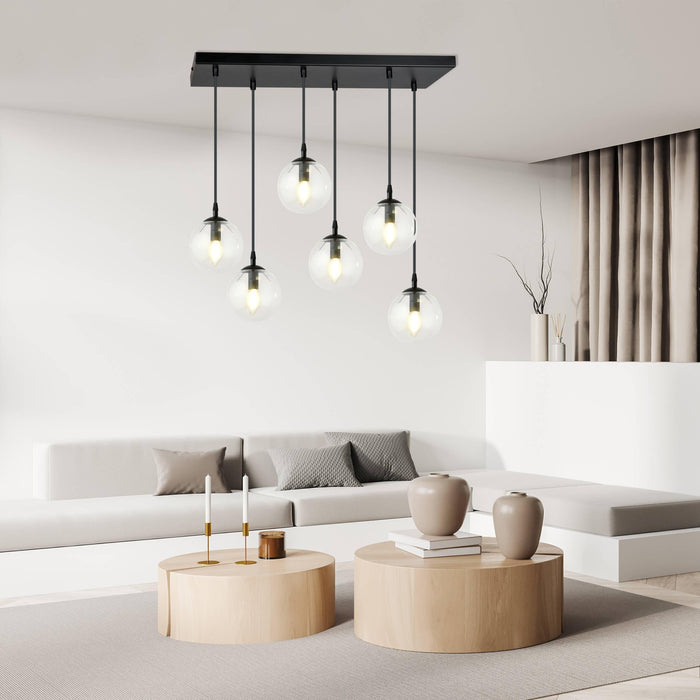 NADUVI Collection Glazen hanglamp eetkamer Cosmo 6-lichts