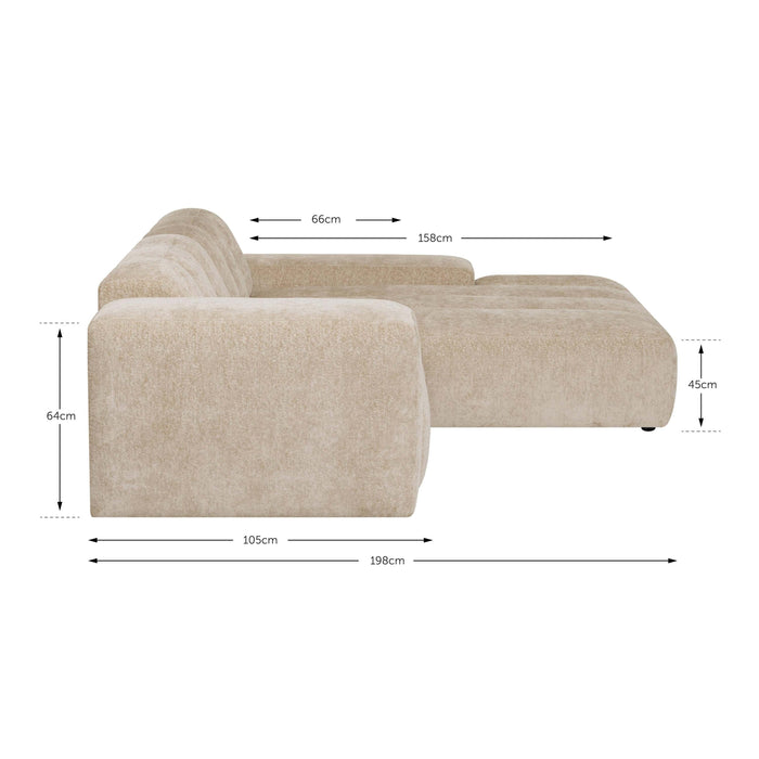 by fonQ Plume 2,5-zits Hoekbank met Chaise Longue XL Rechts - Chenille - Mocca