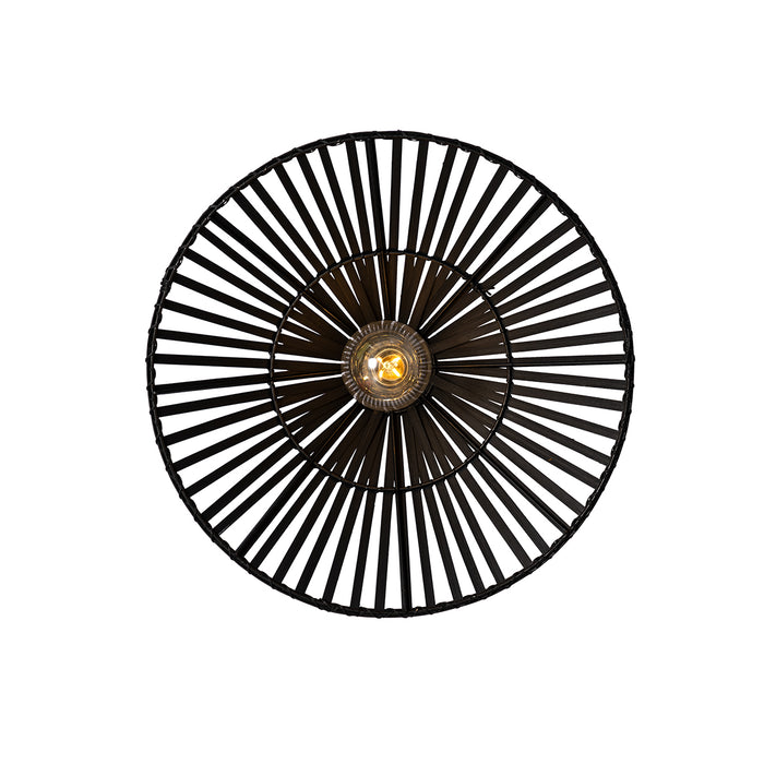 QAZQA Oosterse wandlamp zwart bamboe rond - Pua