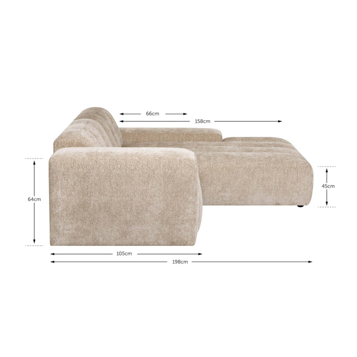 by fonQ Plume 3-zits Hoekbank met Chaise Longue XL Rechts - Chenille - Antraciet