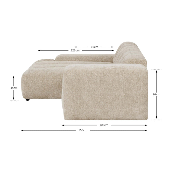 by fonQ Plume 2,5-zits Hoekbank met Chaise Longue Links - Chenille - Terra