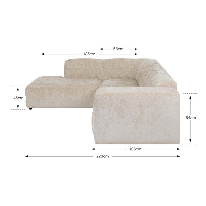 by fonQ Plume 3-zits Hoekbank Links - Chenille - Grijs