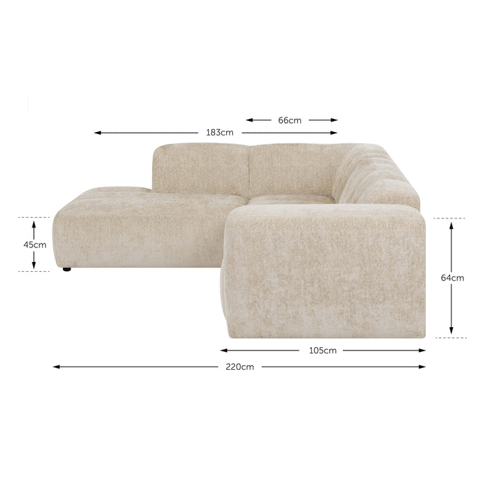 by fonQ Plume 2,5-zits Hoekbank Links - Chenille - Grijs