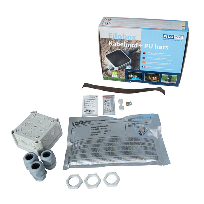 QAZQA Buitenlamp zwart met grondpin en kabelmof 50cm 2-lichts IP44 -