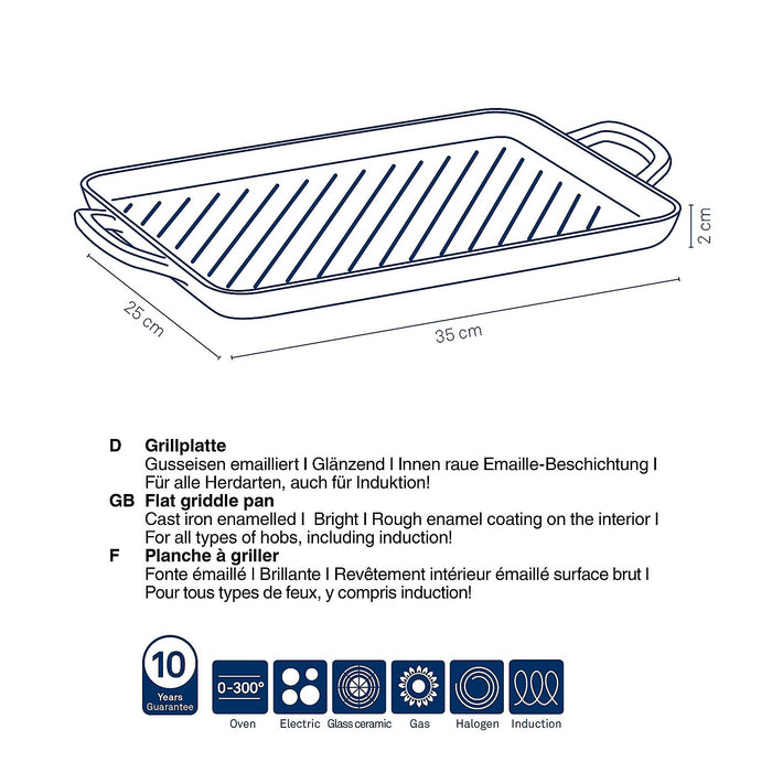Grillplaat, Gietijzer, Zwart, 25 x 35 cm - Kela | Calido
