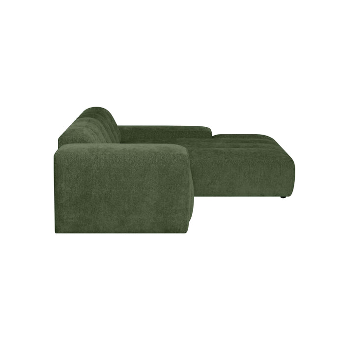 by fonQ Plume 2,5-zits Hoekbank met Chaise Longue XL Rechts - Chenille - Groen