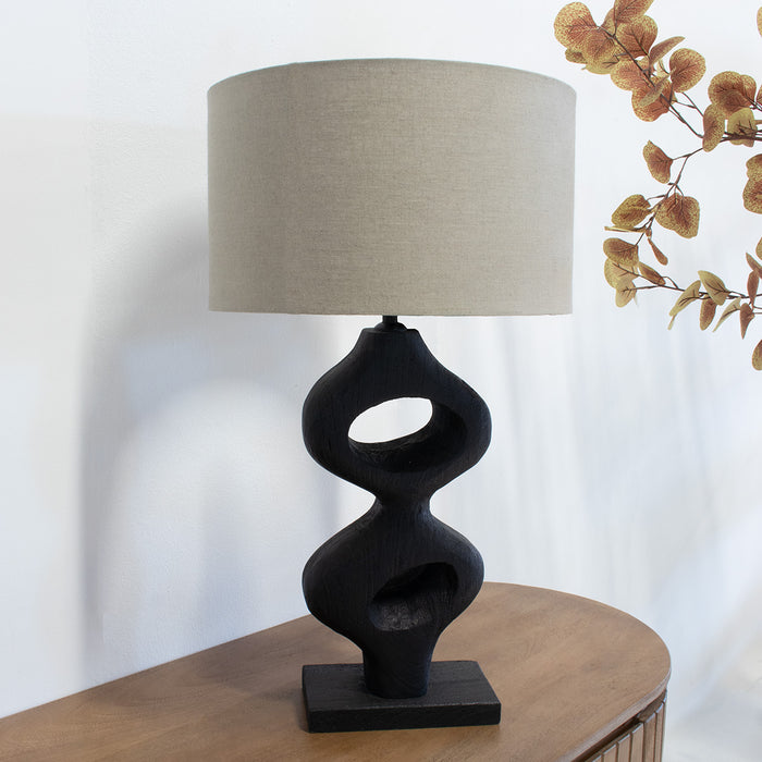 Giga Meubel - Tafellamp Zwart 60cm - Incl. Kap - Mangohout - Savio