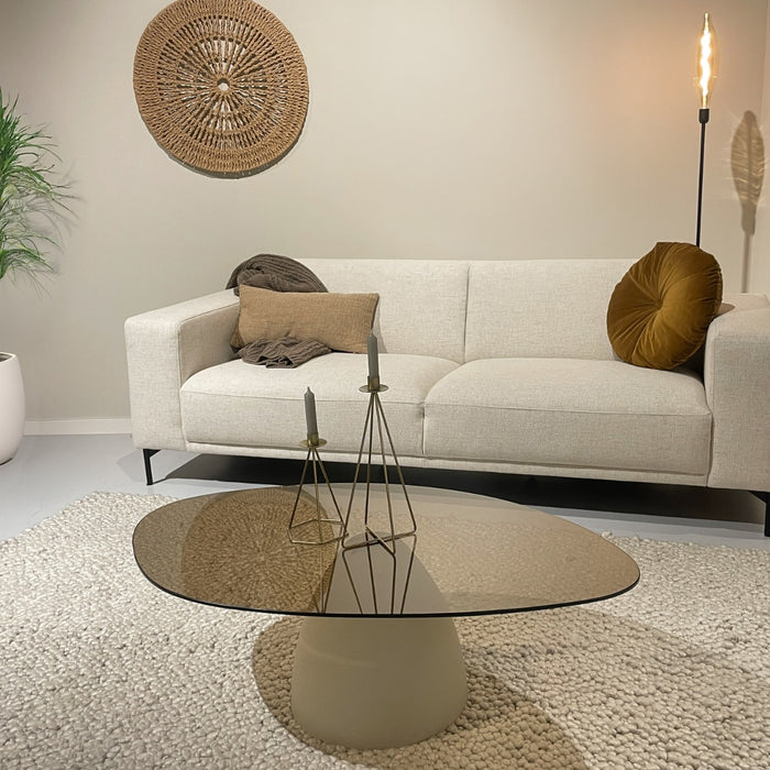 Livingfurn - Salontafel Ivoor Glas - 110x65x35cm - Mylon