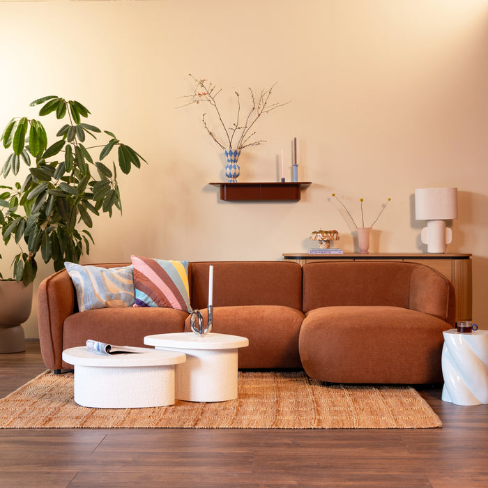 by fonQ Soft Hoekbank met Chaise Longue Rechts - Micro Chenille - Terra