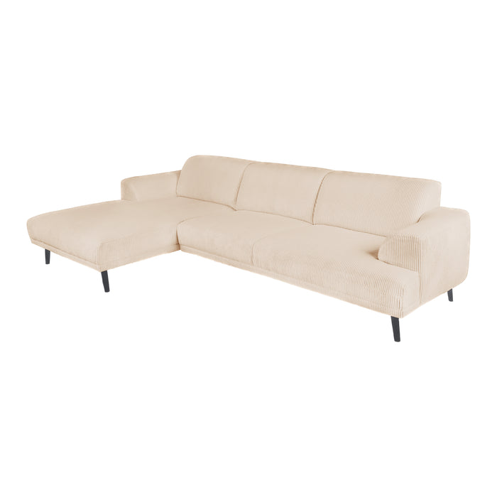 by fonQ Flair Hoekbank met Chaise Longue Links - Rib - Crème