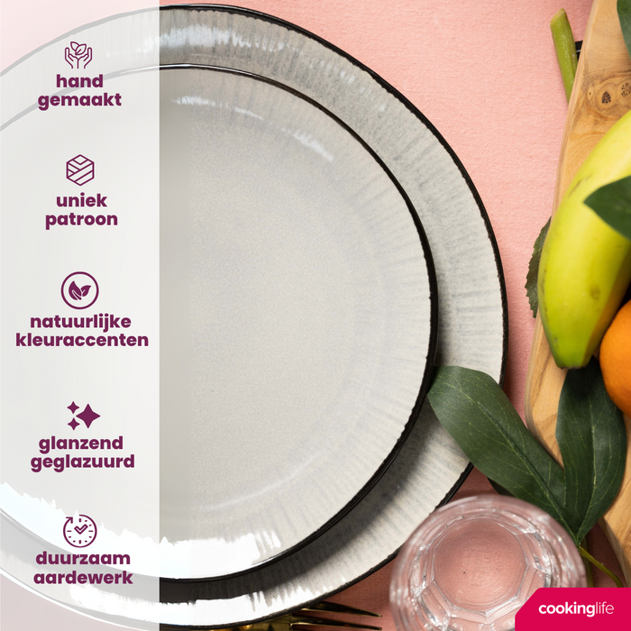 Cookinglife Ontbijtborden | Dessertborden Nola Warm Grey ø 21 cm - 6 stuks