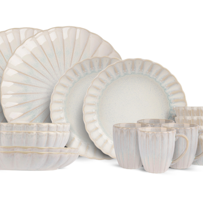 Cosy & Trendy Serviesset Astera Pure 16-delig | 4 personen - 4 dinerborden, 4 diepe borden, 4 kommen en 4 mokken