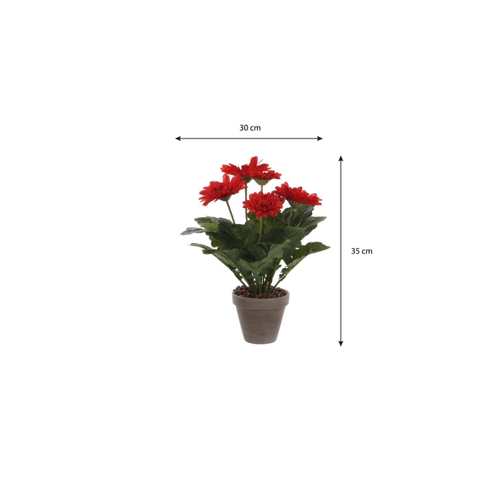 Mica Decorations Gerbera Kunstplant - H35 x Ø30 cm - Rood