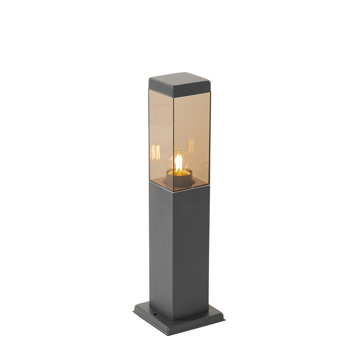 QAZQA Moderne buitenlamp paal donkergrijs met smoke 45 cm - Malios