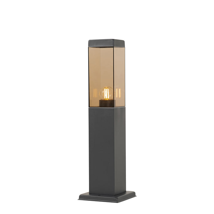 QAZQA Moderne buitenlamp paal donkergrijs met smoke 45 cm - Malios