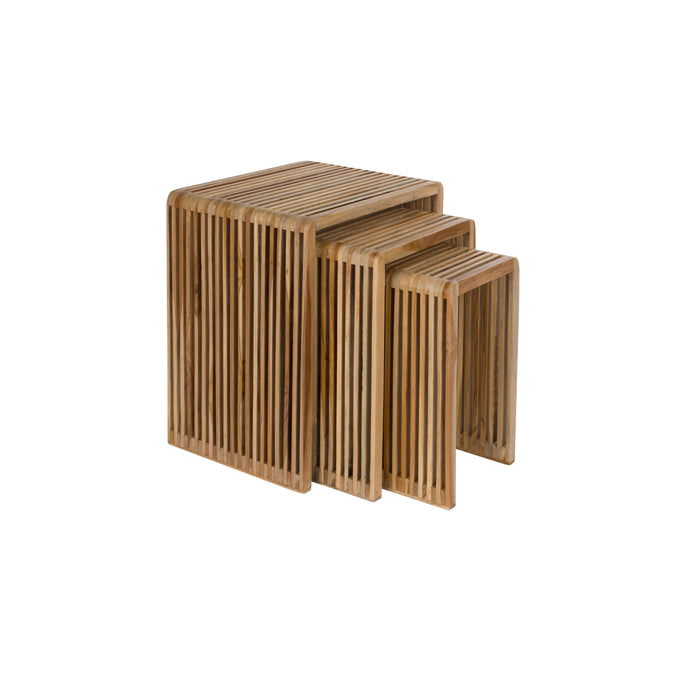 Housecraft Living Djia Bijzettafel Teak Hout - Set van 3 - Bruin